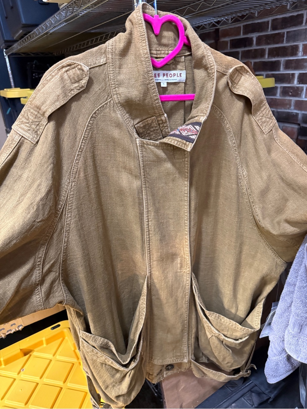 Free People NWT Tan Utility Jacket size X-large - Picture 4 of 7